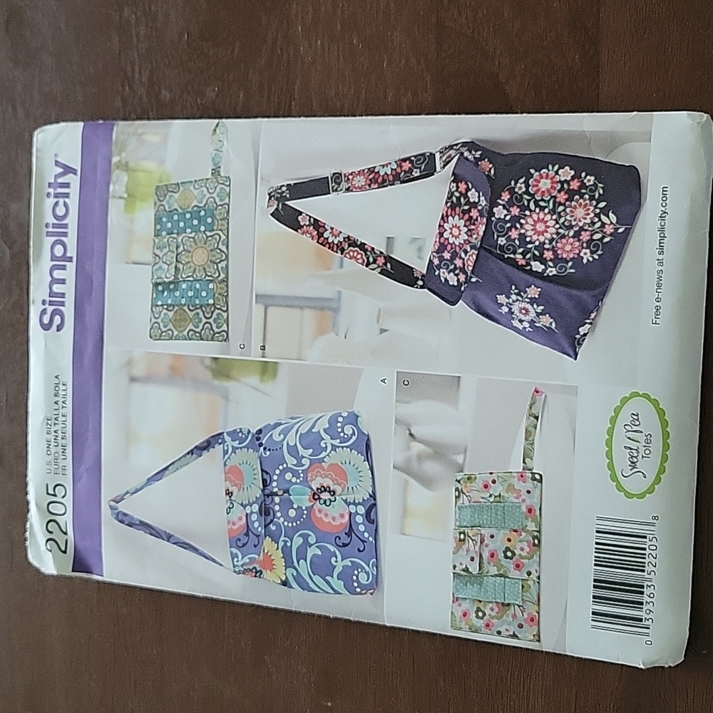 Simplicity Sweat Pea Totes pattern purse bags sewing